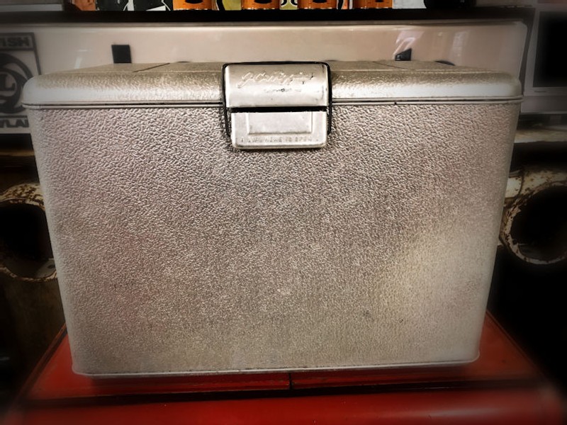 Vintage J C Higgins aluminium cooler chest