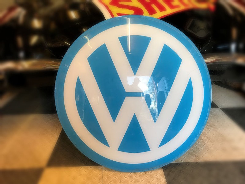 Plastic dome shaped VW sign