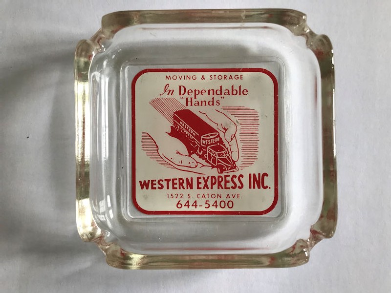 1950s Western Express glass ashtray