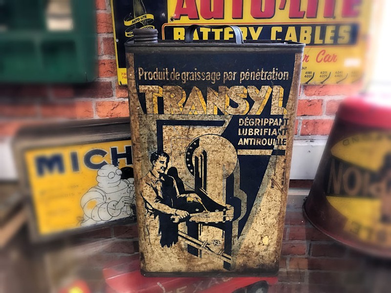 Vintage Transyl agricultural and motoring grease can