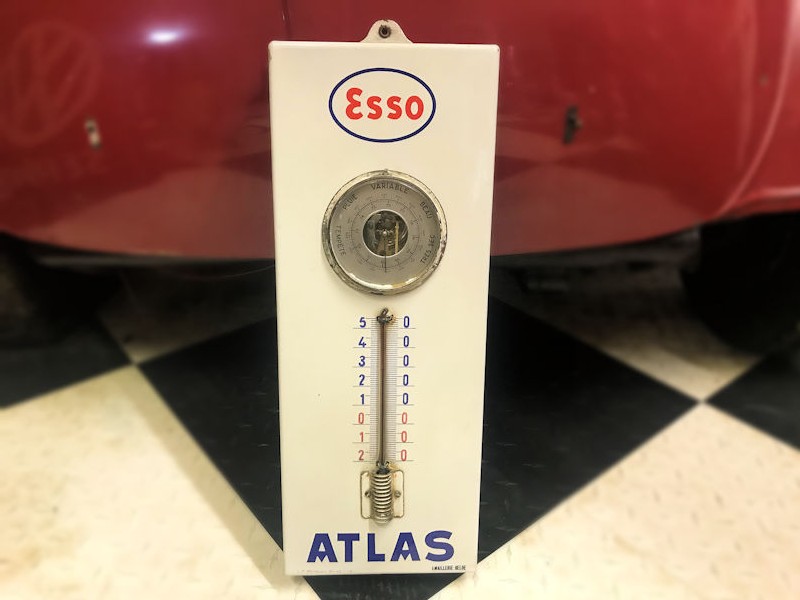 1956 enamel Esso Atlas  thermometer and barometer