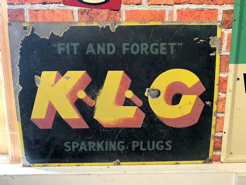 Enamel fit and forget KLG spark plugs sign