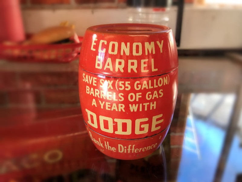Original Dodge barrel money tin