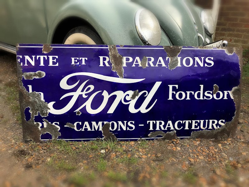 Enamel Ford tractor and truck sales and repair sign