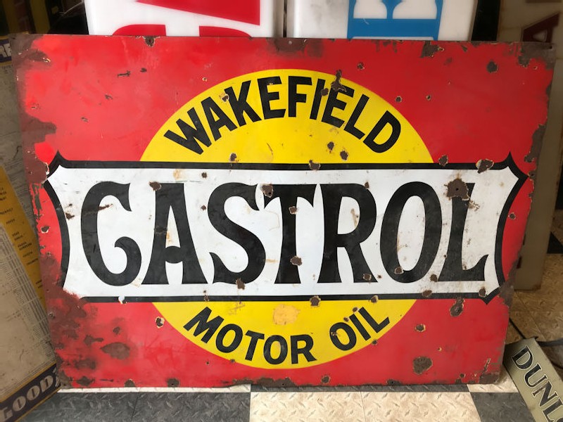 Large enamel Wakefield Castrol Motor Oil sign