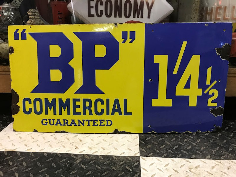 English enamel BP Commercial Guaranteed sign