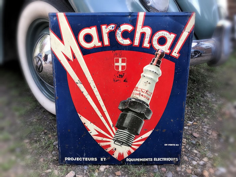 Embossed tin Marchal sign