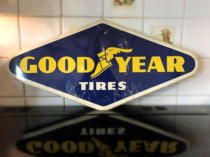 Original 1966 tin Goodyear tires signs