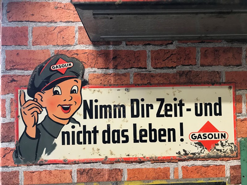 German Gasolin litho warning sign