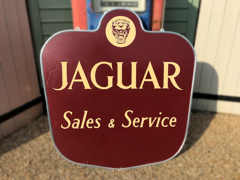 Original painted tin Jaguar sign