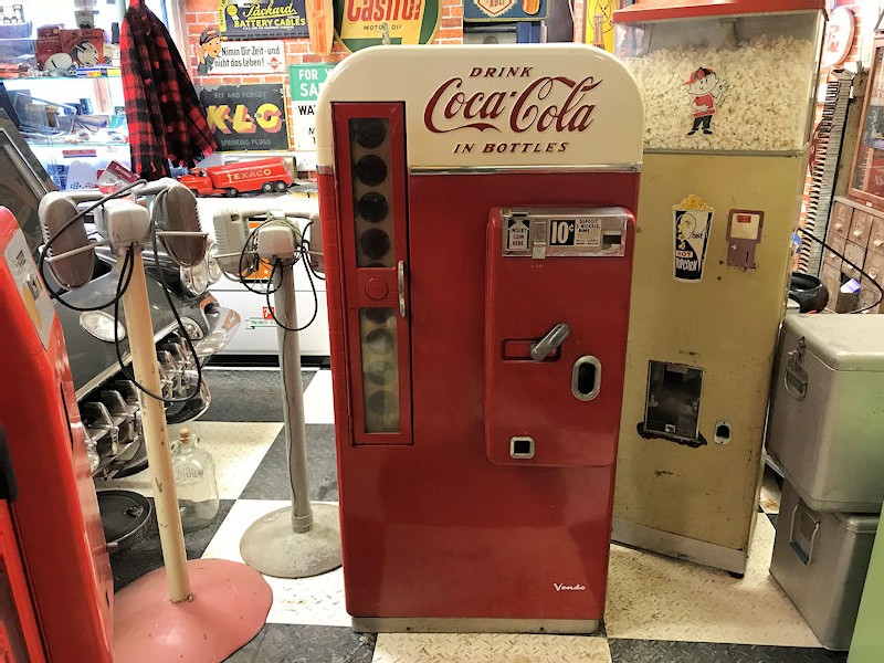 Older restored 1956 Vendo 81 D Coca Cola vending machine