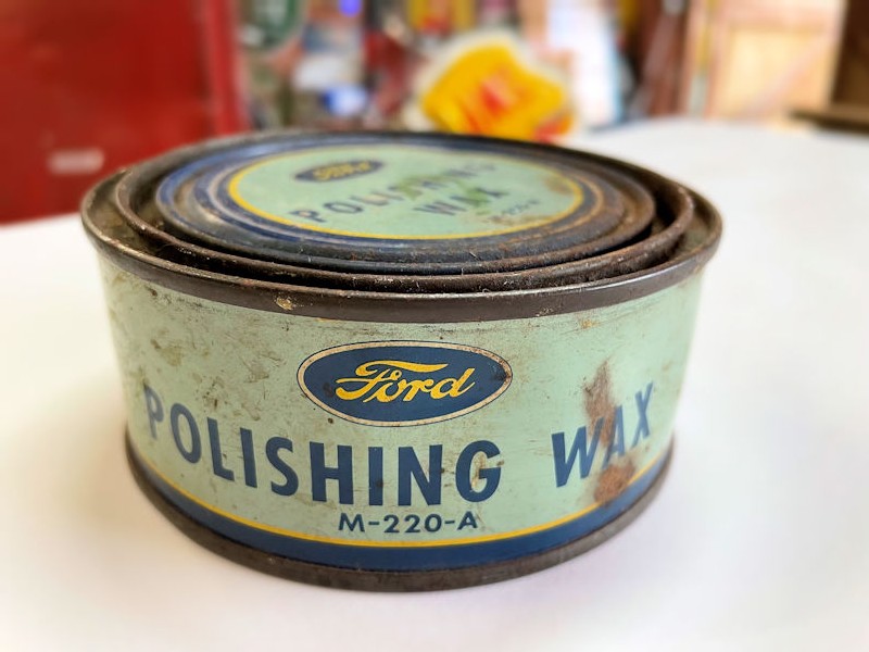 Original Ford polishing wax tin cans