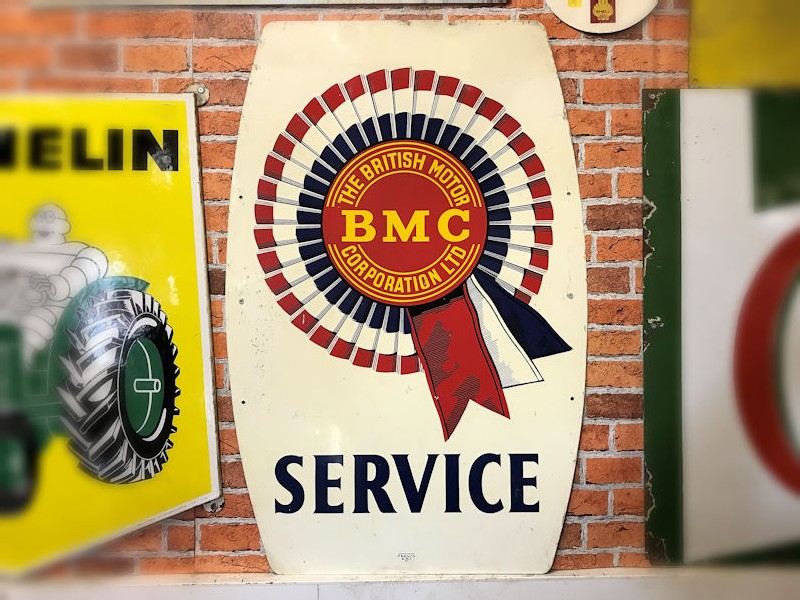 Original painted tin 1950s BMC service sign