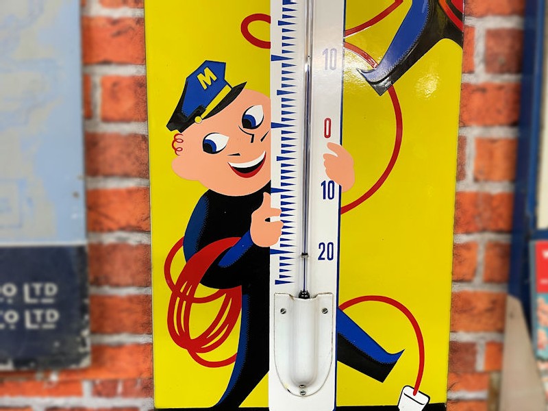 Original enamel Mazda lamp advertising thermometer
