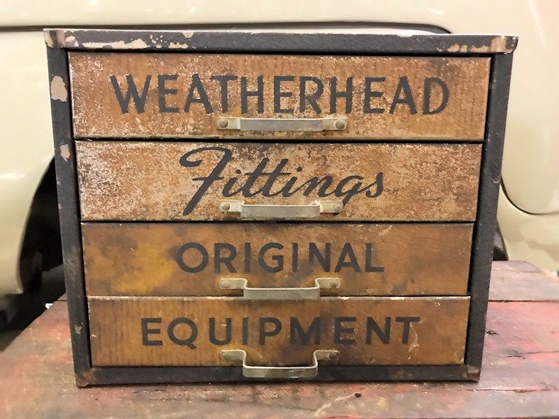 Original 1940s Weatherhead fittings counter display storage unit