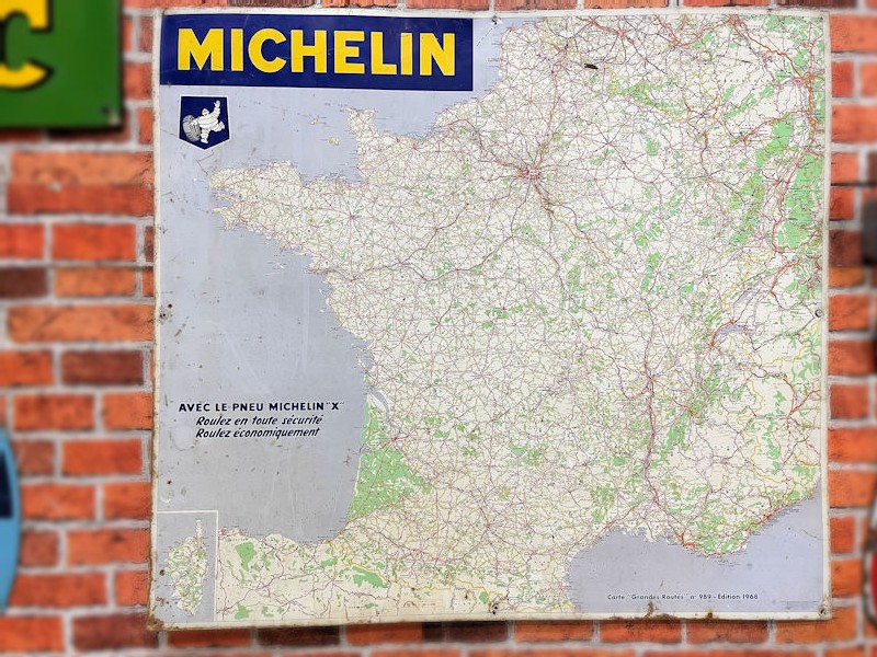 Original litho tin Michelin map sign