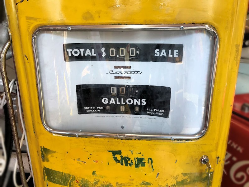Restored original Bennett gas petrol pump