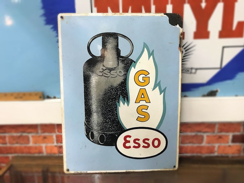 Original enamel 1949 Esso gas sign