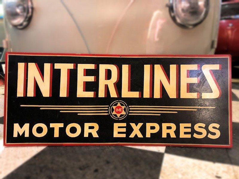 Original painted wood Interlines Motor Express sign