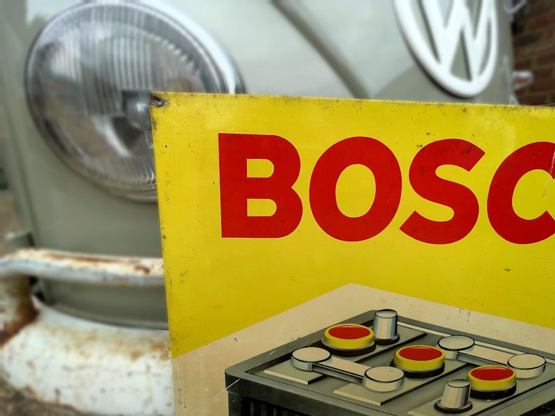 Original Bosch battery painted tin sign
