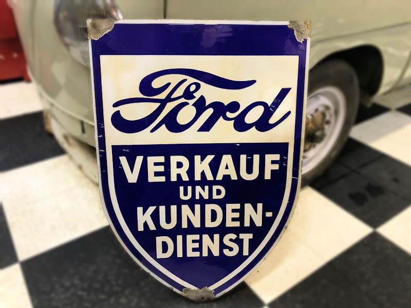 Original double sided enamel Ford verkauf und kunden diest sales and customer service sign
