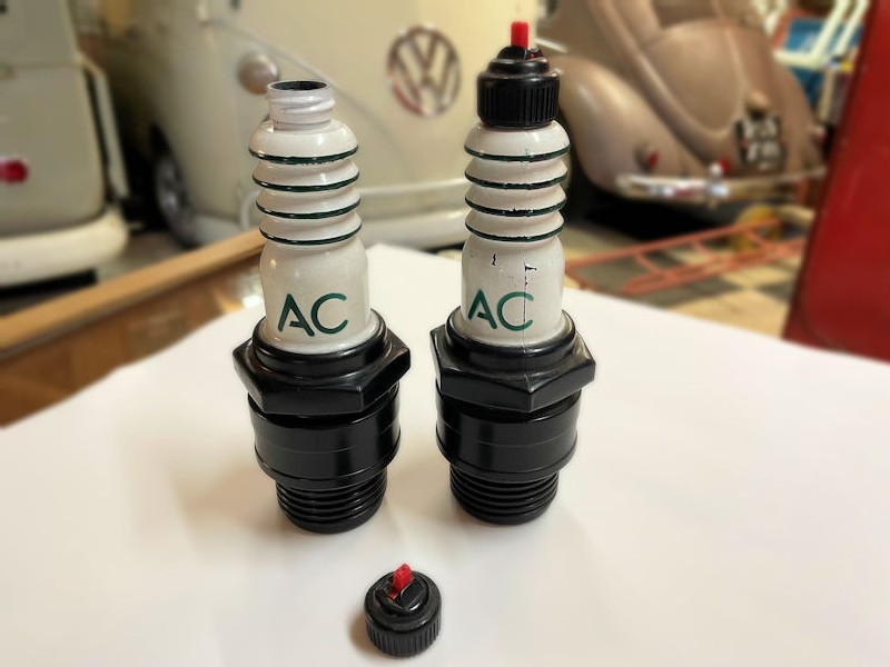 Original AC spark plug plastic battery acid pourers
