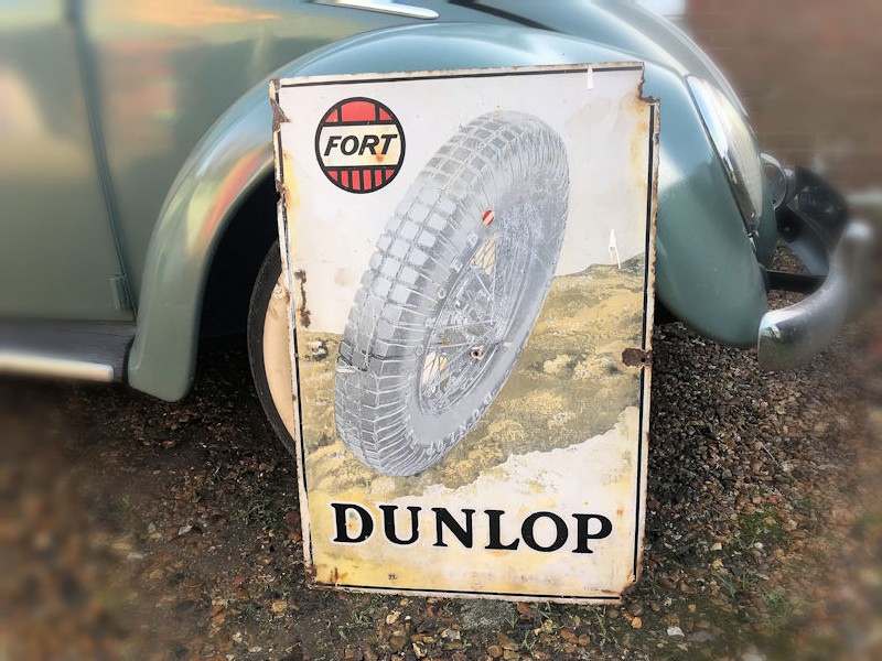 Rare vintage 1930s enamel Fort Dunlop sign