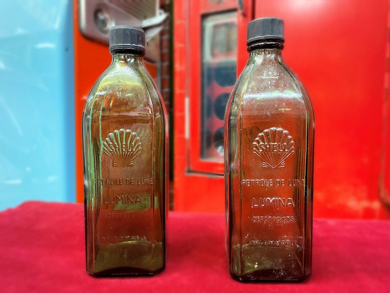 1930s glass Shell petrol jars