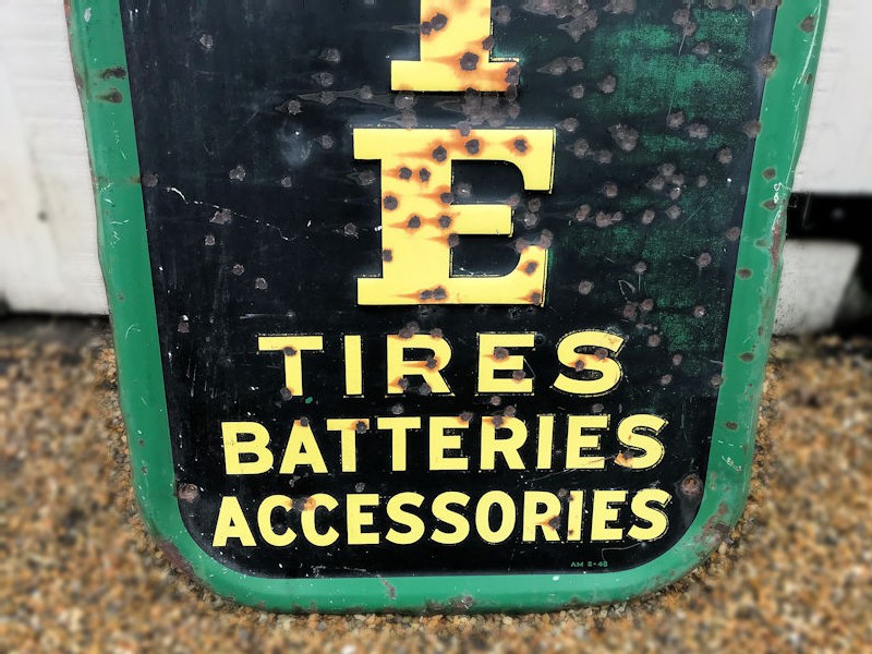 1948 Gillette tires embossed tin sign