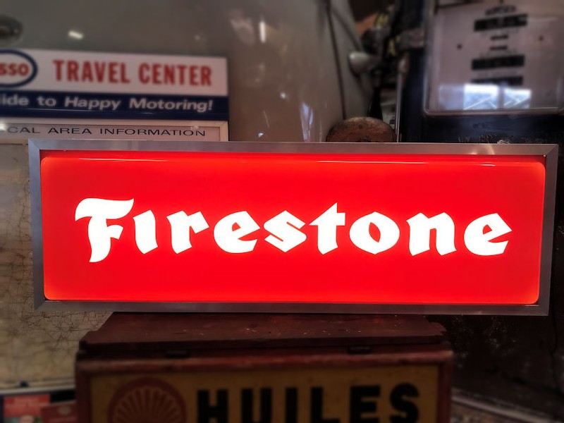 Original double sided embossed Firestone light box
