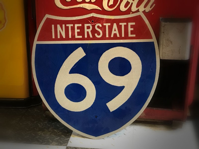 Original US Interstate 69 highway sign