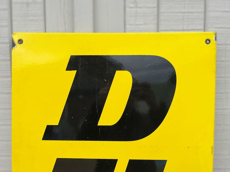 Original enamel Dunlop D sign