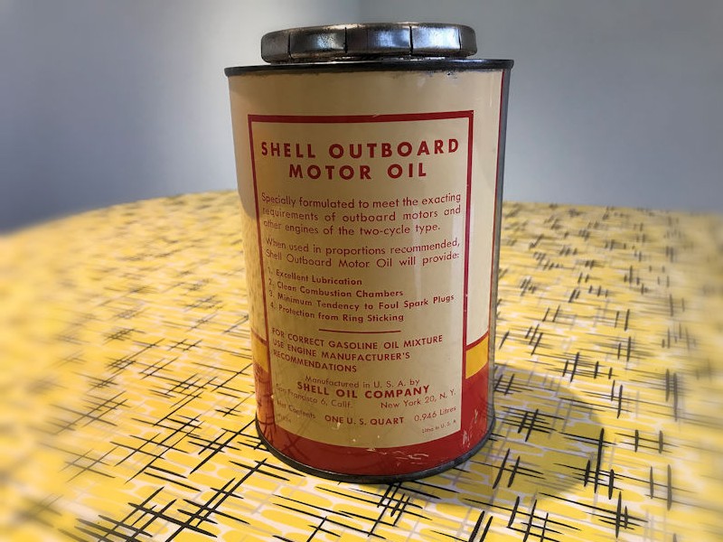 Shell Outboard Motor Oil tin can