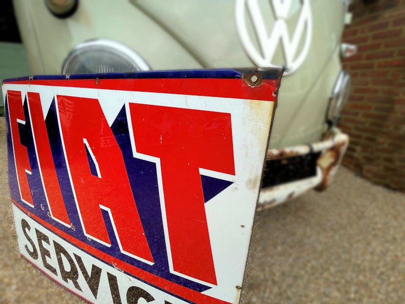Original Fiat enamel service sign