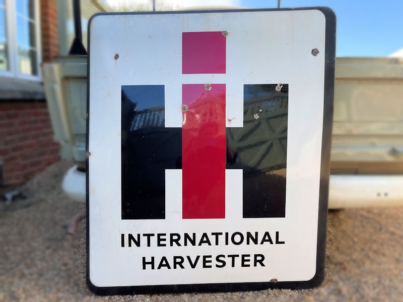 Large farm fresh International Harvester tractor dealership enamel sign