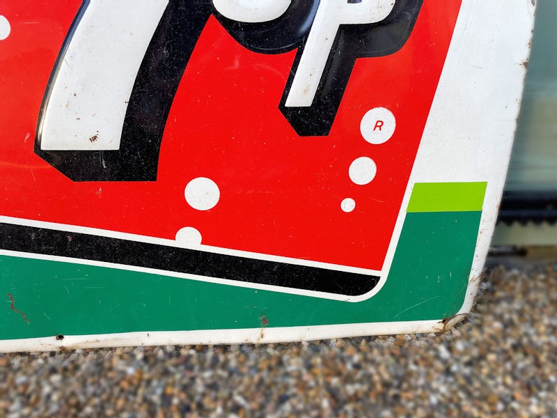 Original 1962 embossed tin Fresh Up with 7 Up sign