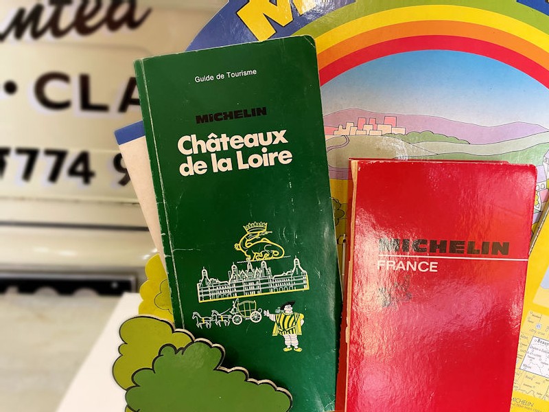 1970s Michelin cardboard map book counter top display