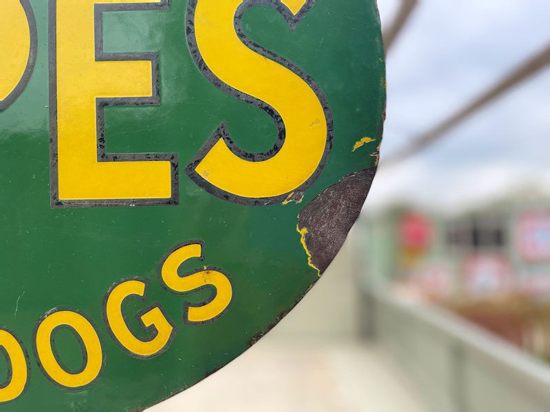 Original double sided Winalot Spillers dog food enamel advertising sign