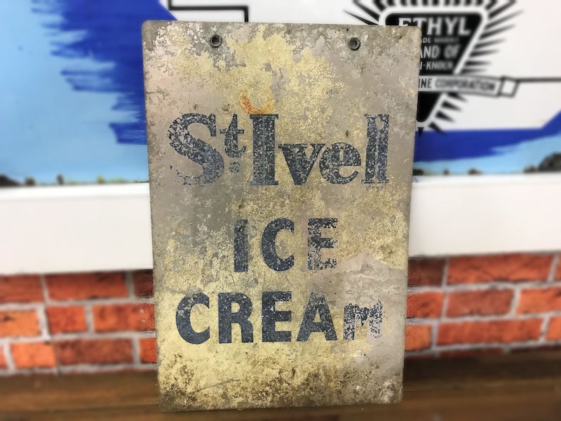 Original double sided painted tin St Ivel ice cream sign