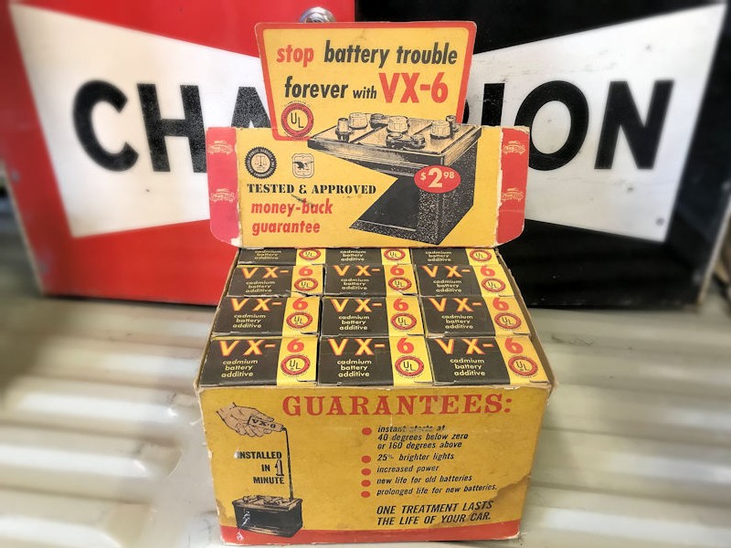 Original NOS 1950s VX6 battery additive store counter display