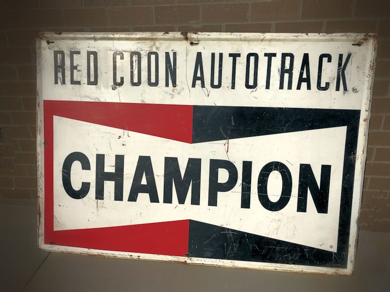 Original 1960s Champion Auto Track sign