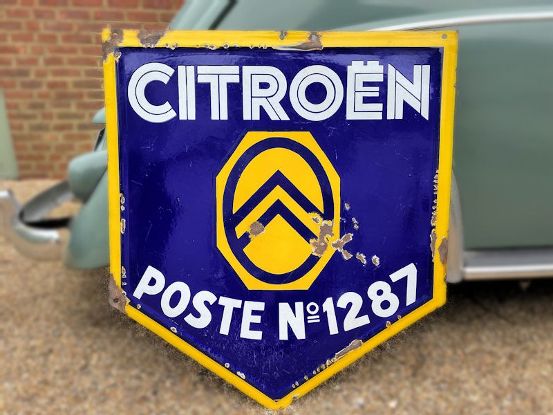 Original enamel Citroen dealership Poste No 1287 sign