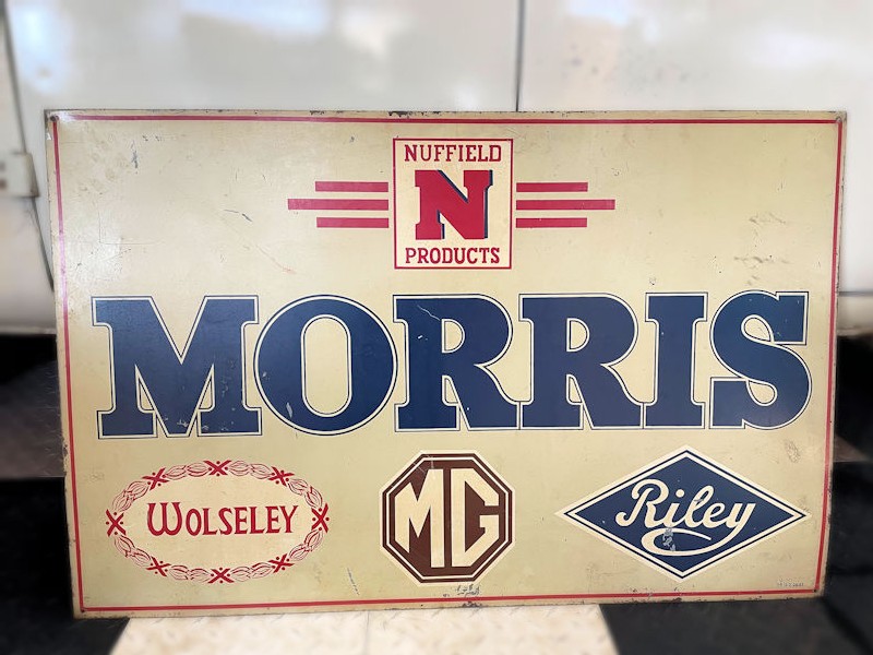 Rare painted tin Morris sign
