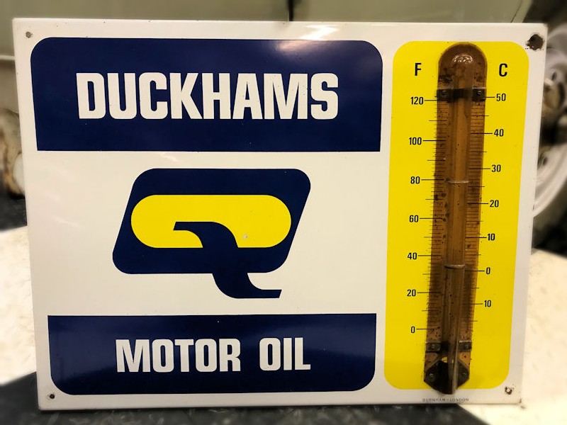 Original Duckhams enamel thermometer