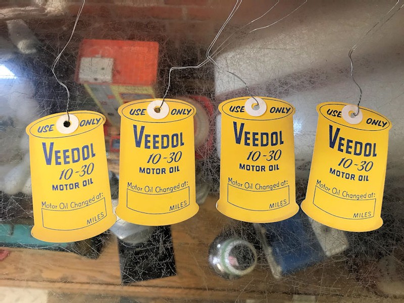 Vintage Veedol oil change tags