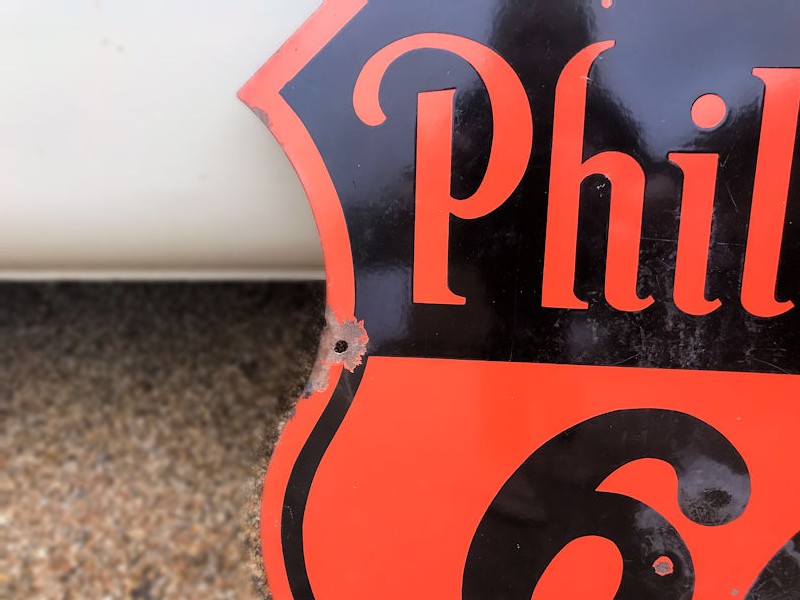 Original Phillips double sided shield enamel sign