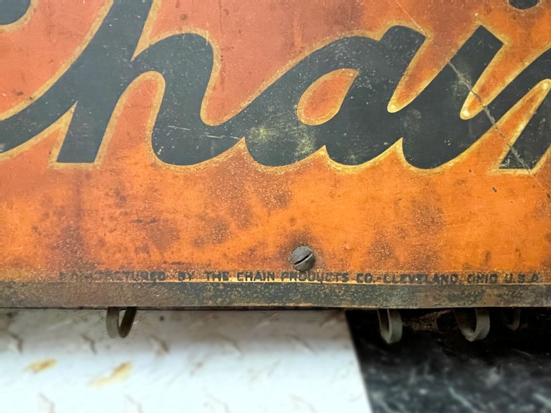 Original 1940s Hodell tire chains double sided sign