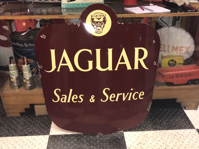 Rare enamel Jaguar sales and service sign