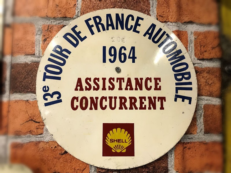 1964 Shell Tour De France Automobile painted tin car plaque