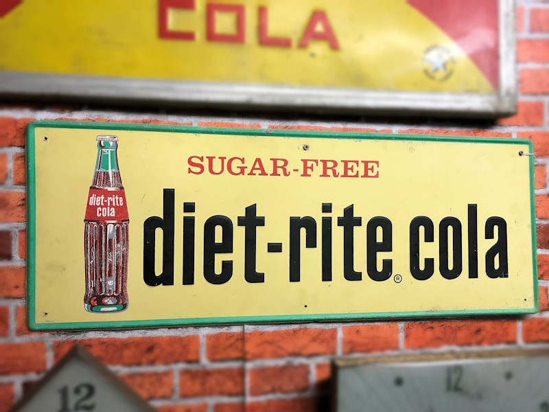 Original embossed tin Sugar Free Diet Rite Cola sign